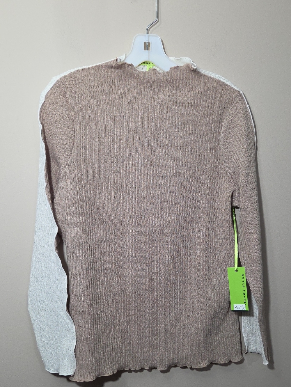 Ribbed Cowl Sweater in Taupe and Cream